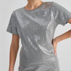 Sanctuary Sequin Top in Mini-Houndstooth